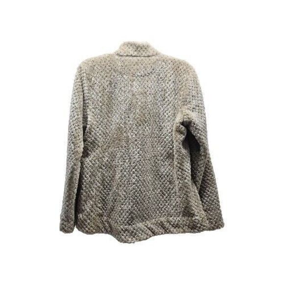 CALVIN KLEIN Womens Tan Fuzzy Full Zip Coat Large - Picture 12 of 12